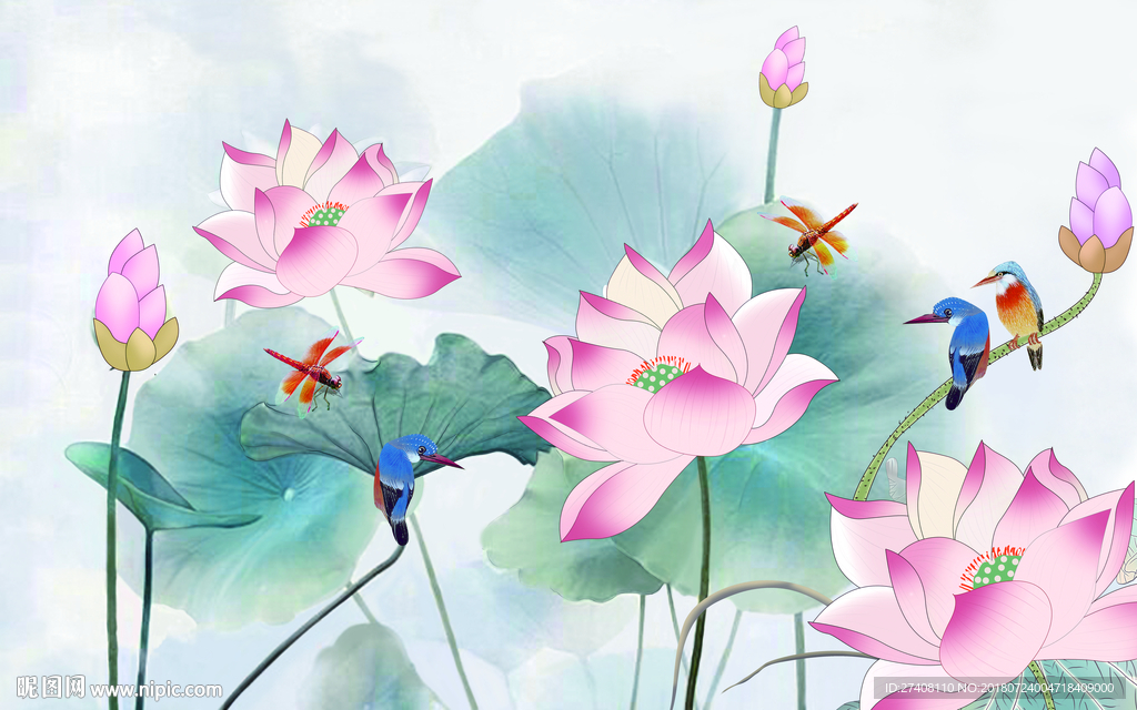 荷花背景墙