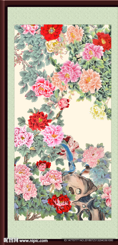 竖幅牡丹