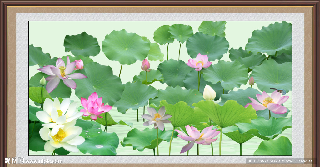 荷花壁画