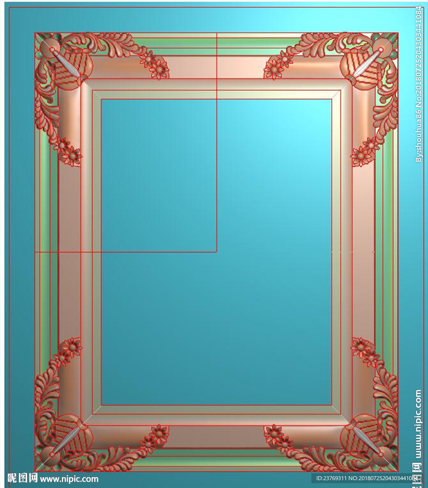 欧式洋花门花镜框贴花精雕图浮雕