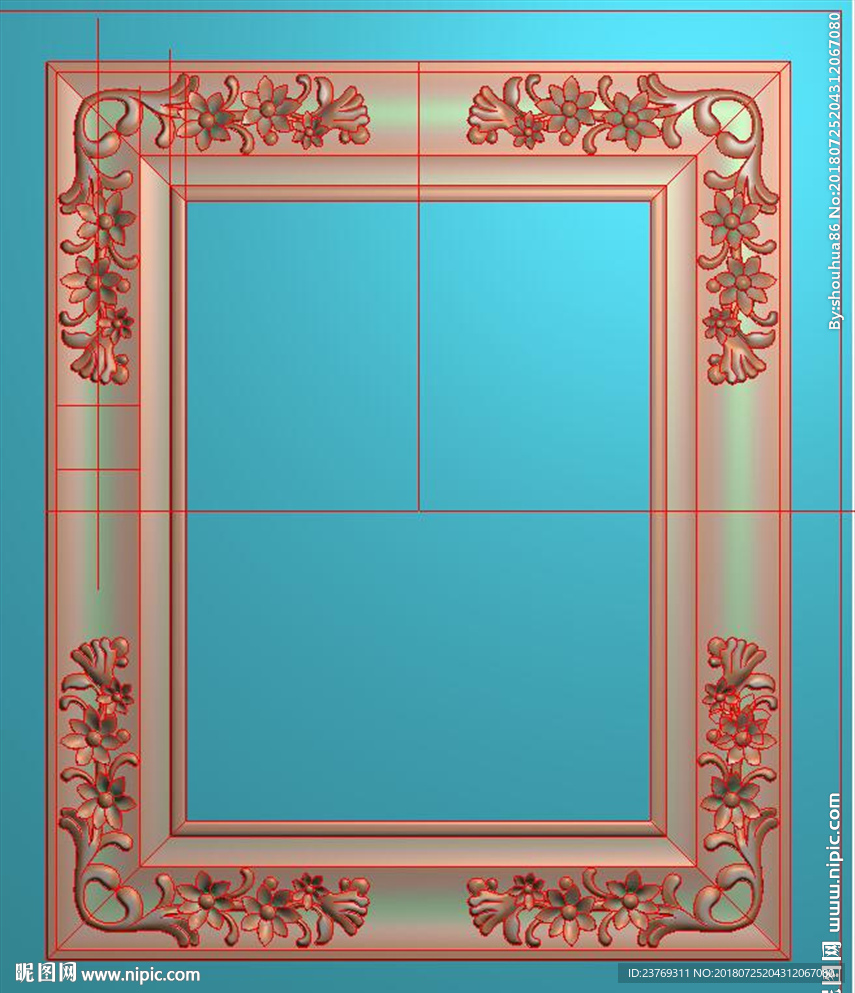 欧式洋花门花镜框相框贴花精雕图
