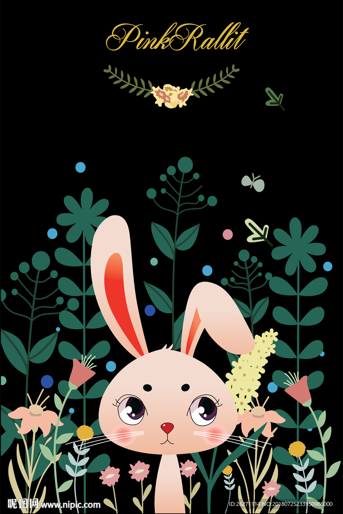 卡通兔子彩印 地毯