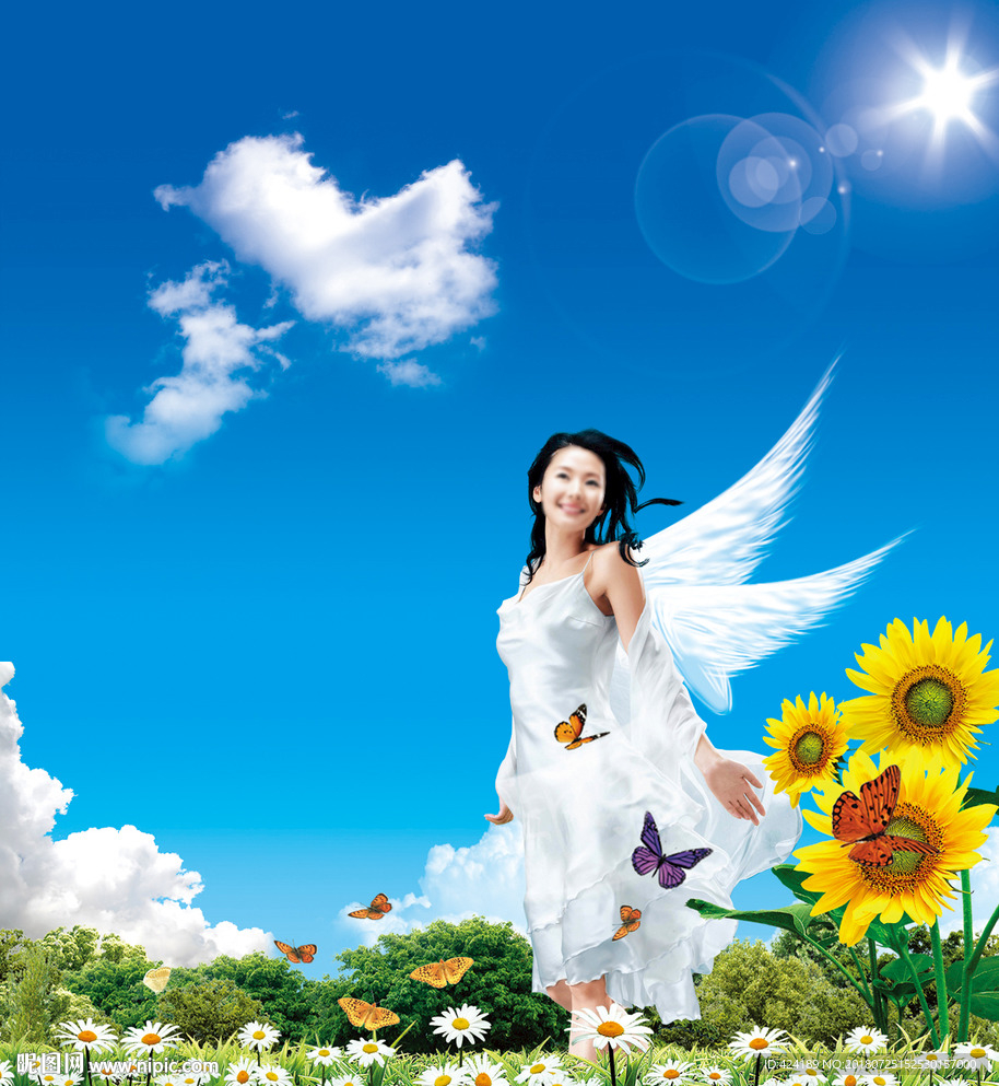 天使的翅膀阳光美女