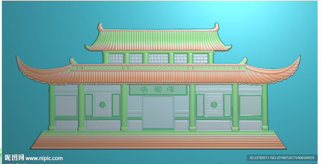 牌楼仿古建筑城楼寺庙屋檐精雕图