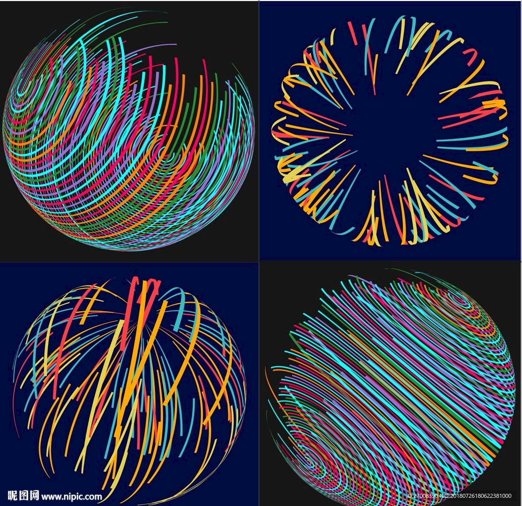 七彩线条球背景