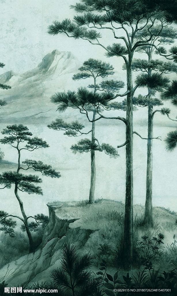 丹青古典松树图片手绘松树装饰画