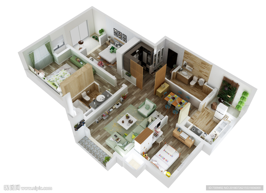 地中海风格家居户型效果图