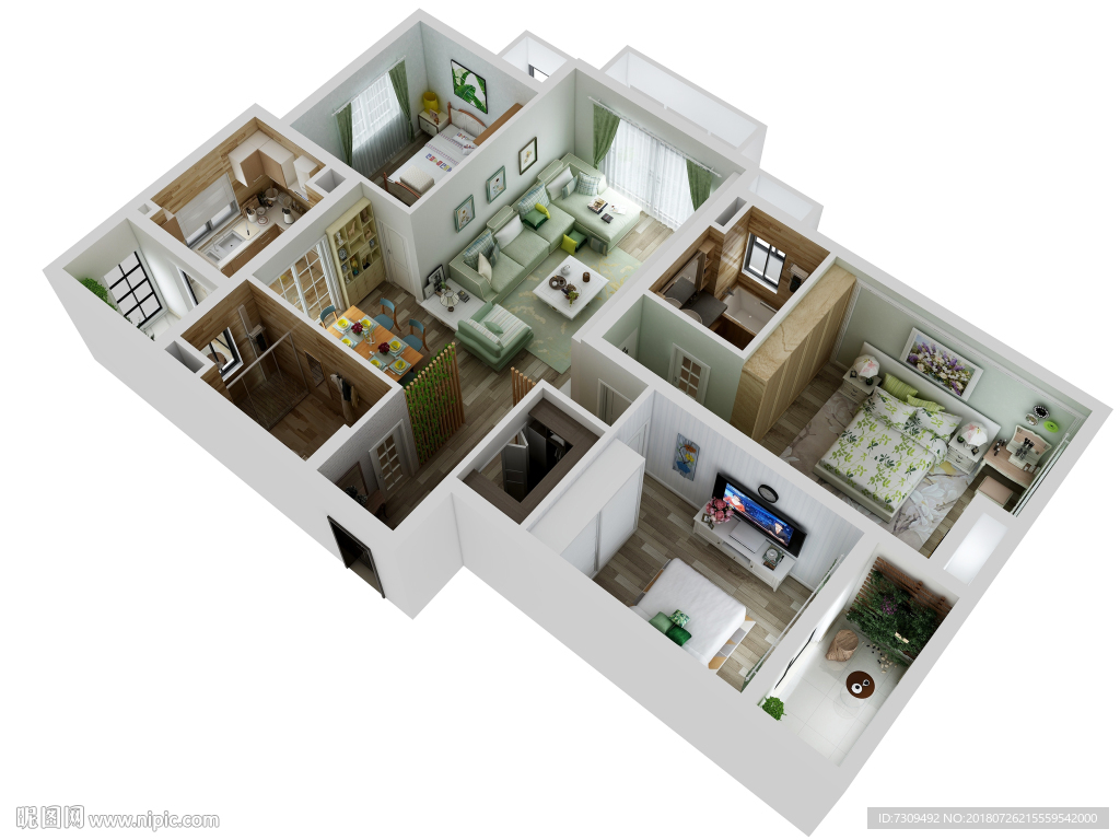 地中海风格装修户型效果图