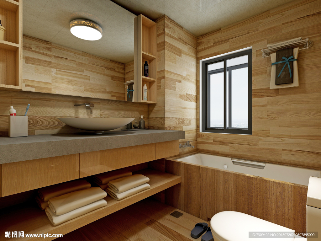 原木色风格浴室装修效果图