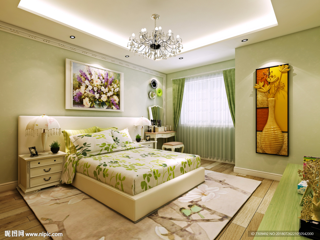 地中海室内装修卧室效果图