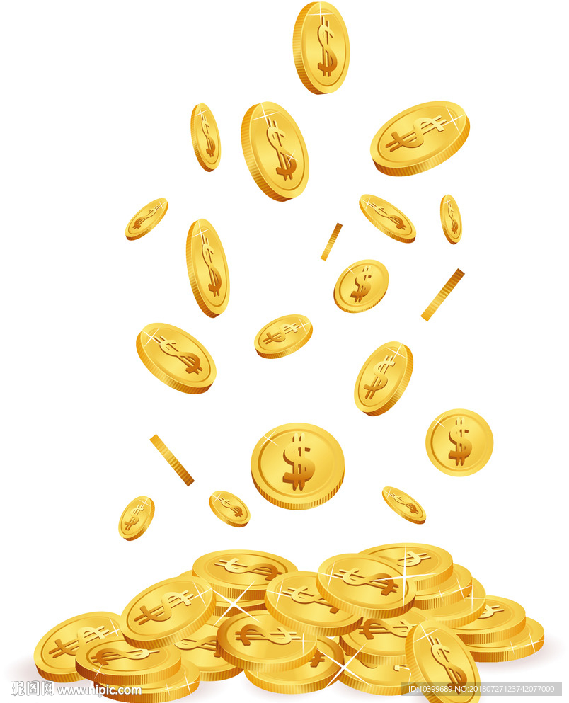 金币空中漂浮金光闪闪素材