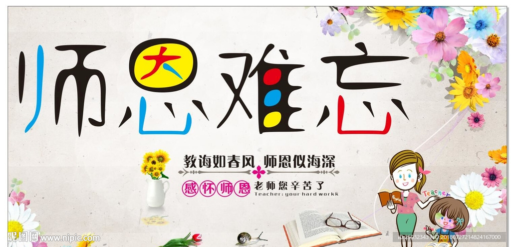 中国风师恩难忘宣传展板感恩教师