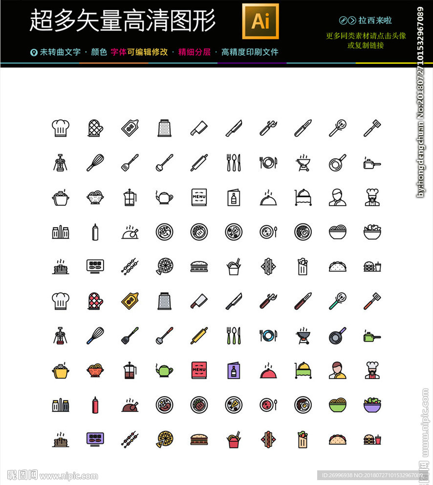 128种通用矢量图表icons