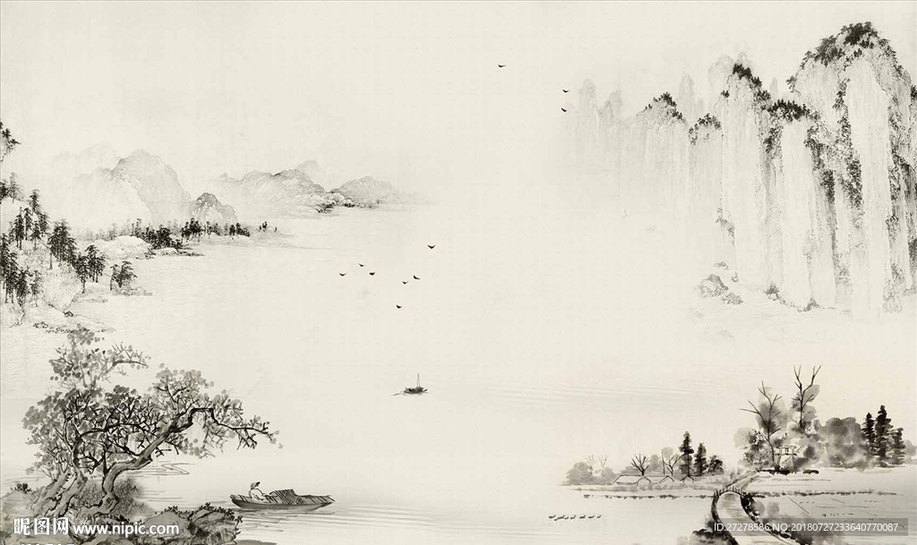 大型山水画背景壁纸