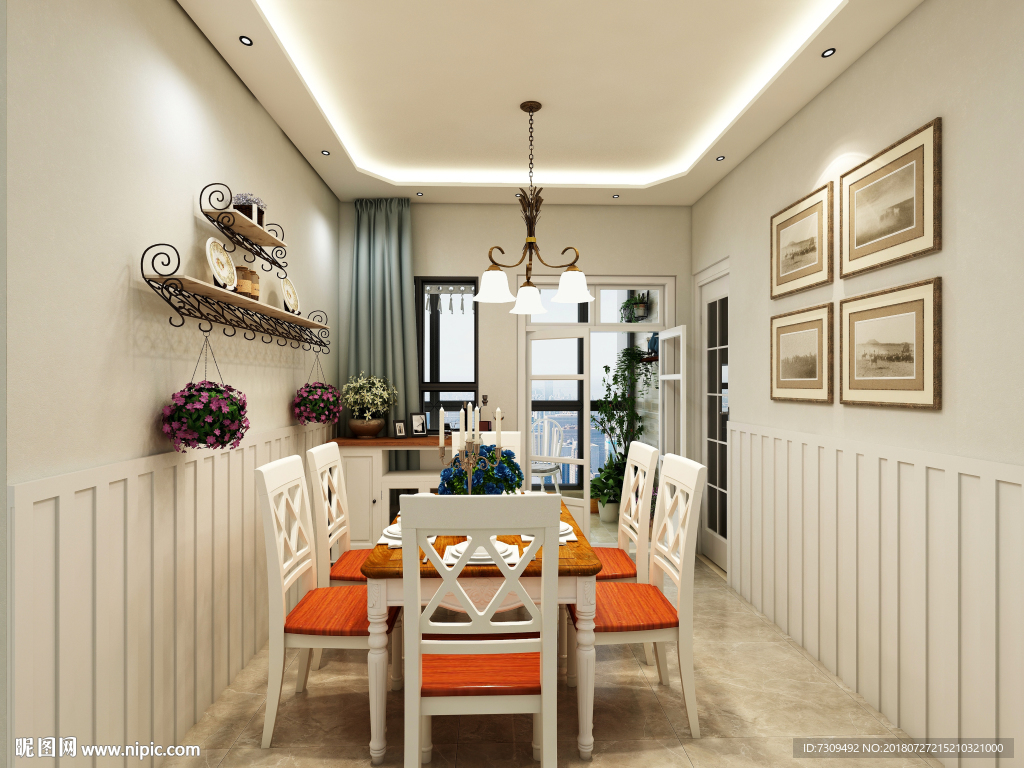 美式田园客餐厅装修效果图