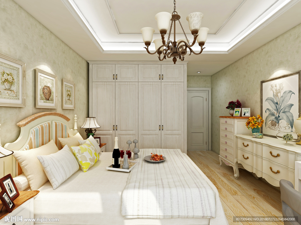 美式田园风卧室装修效果图