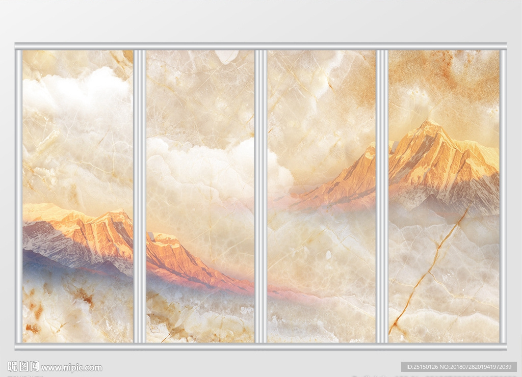 大理石纹风景移门