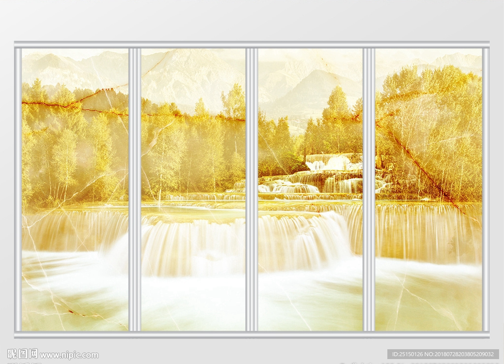 大理石纹风景移门