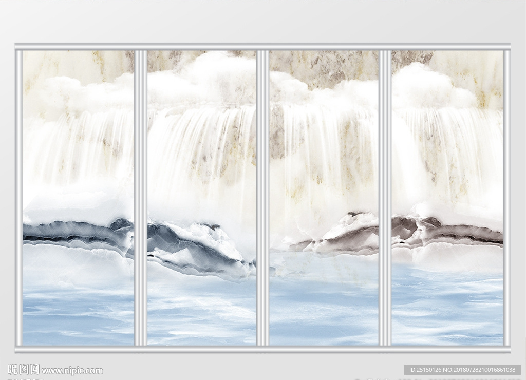 大理石纹风景移门