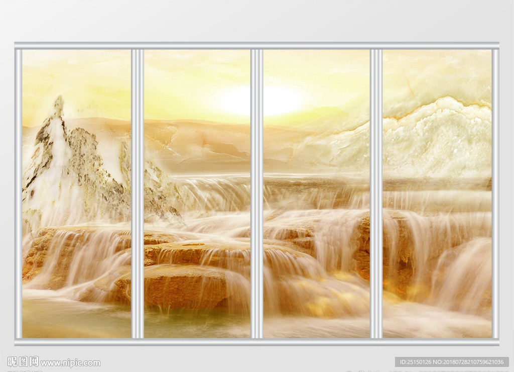 大理石纹风景移门