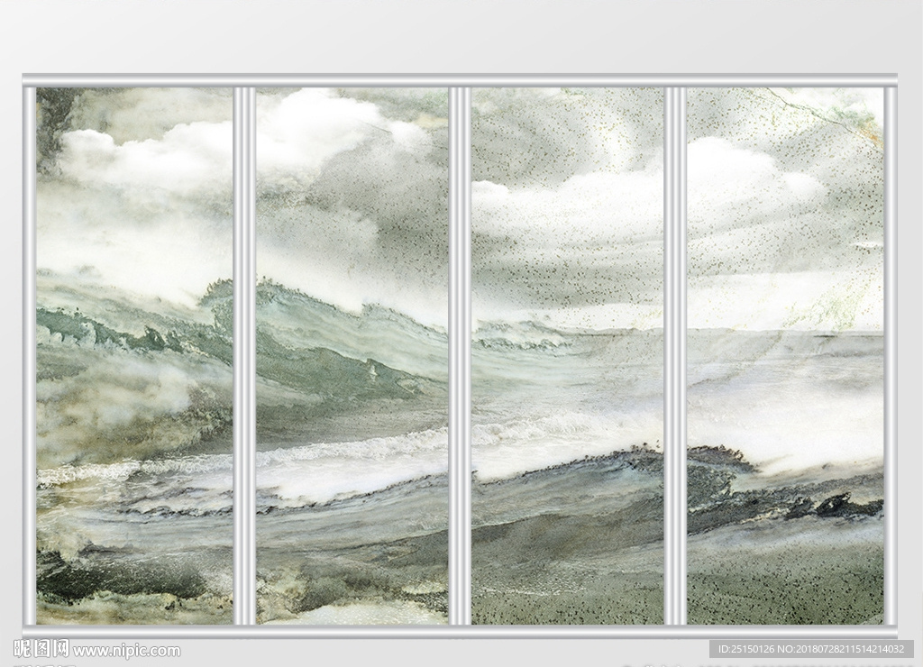 大理石纹风景移门