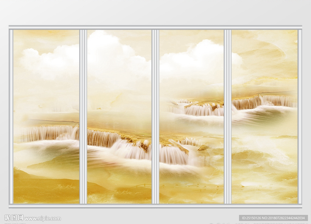 大理石纹风景移门