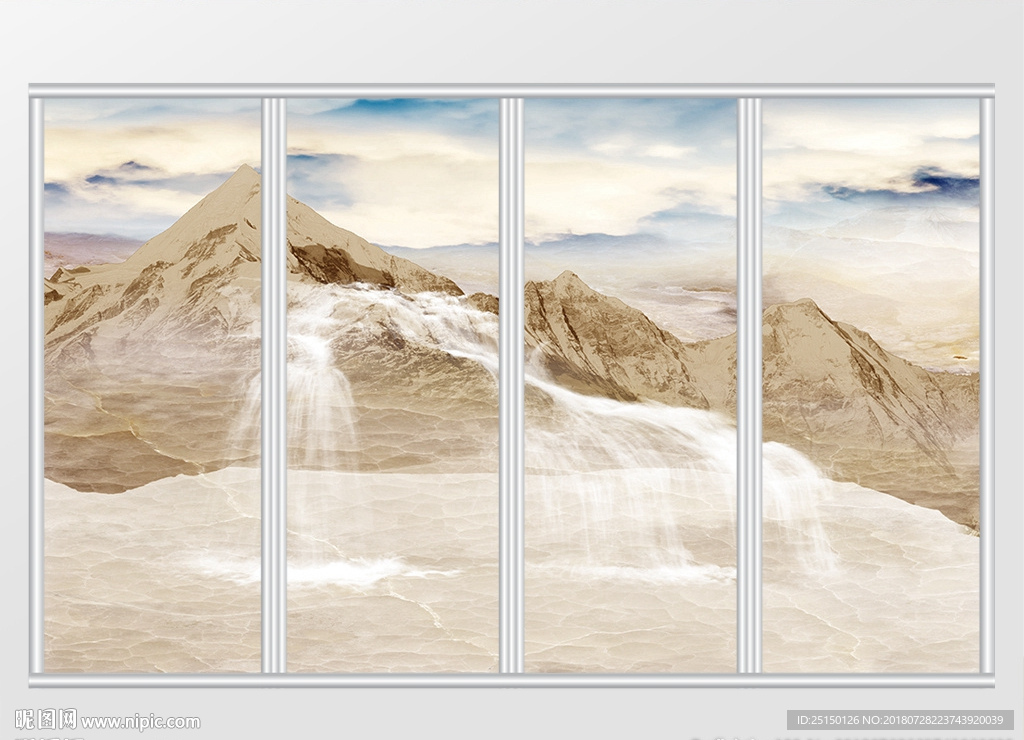 大理石纹风景移门