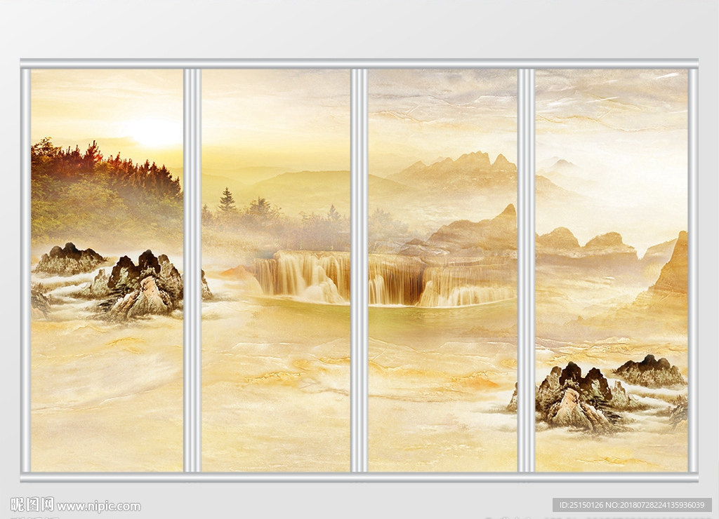 大理石纹风景移门