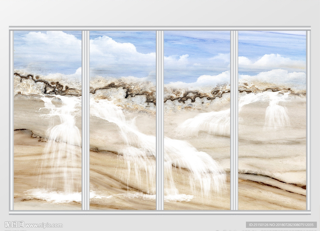 大理石纹风景移门