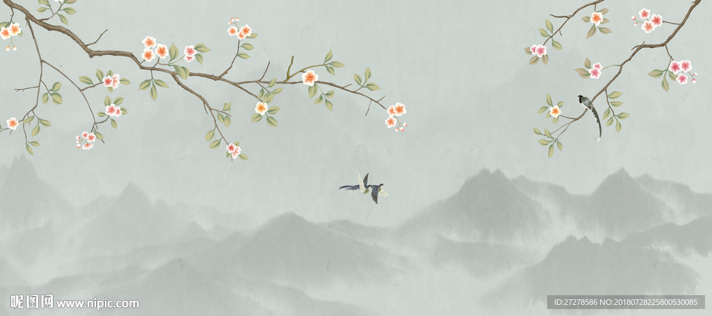 大型高清花鸟山水装饰画