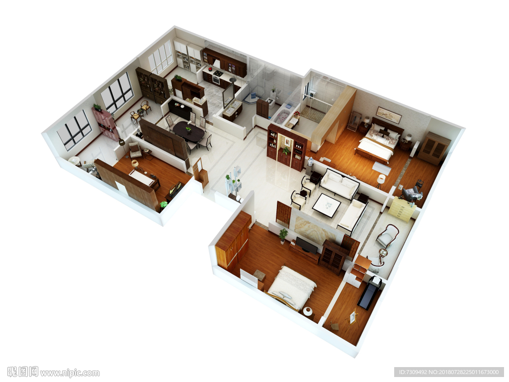 中式古典装修户型效果图