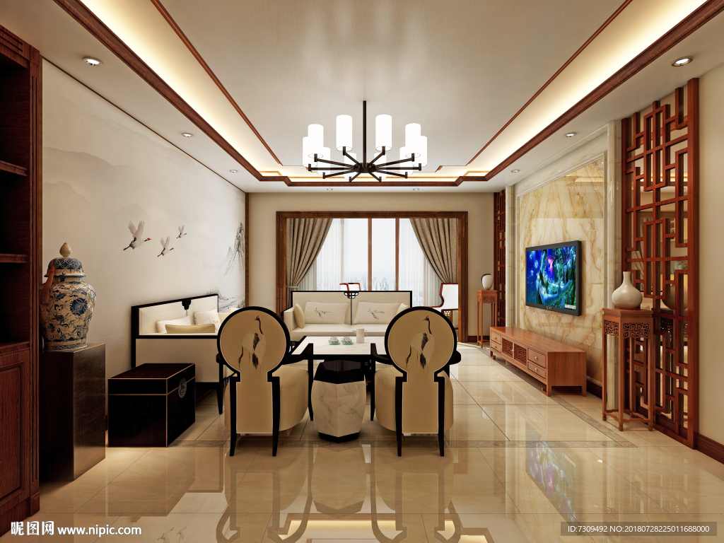 中式客厅装修效果图