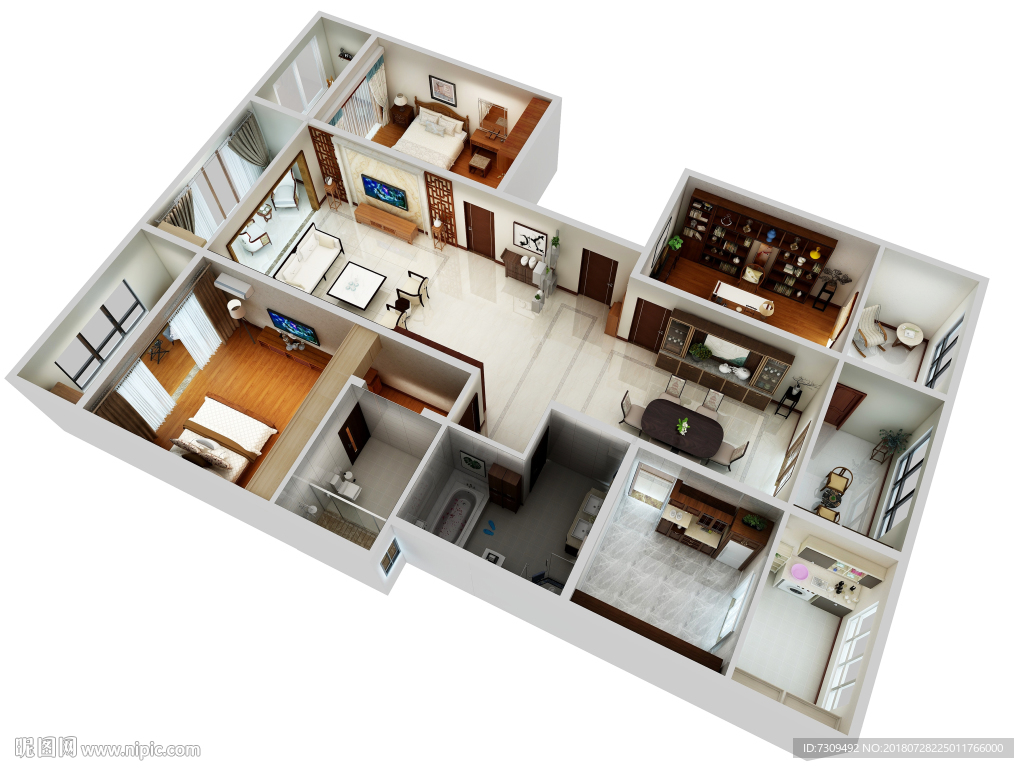 中式装修户型效果图