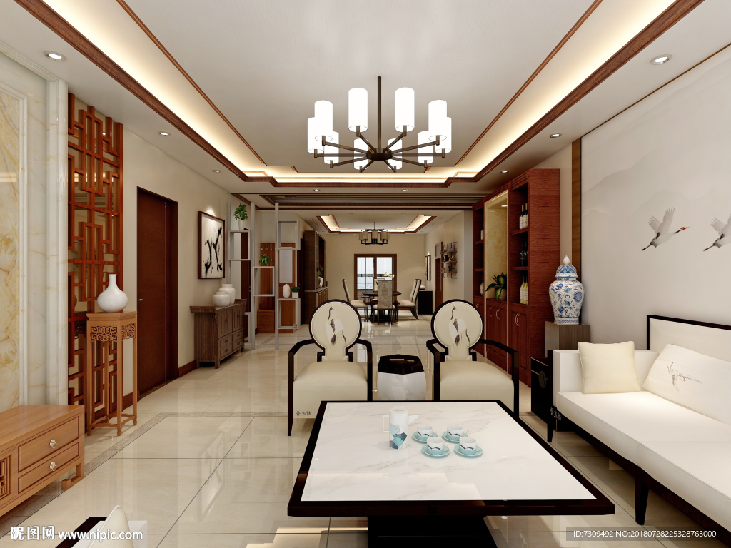 中式家居室内客餐厅装修效果图