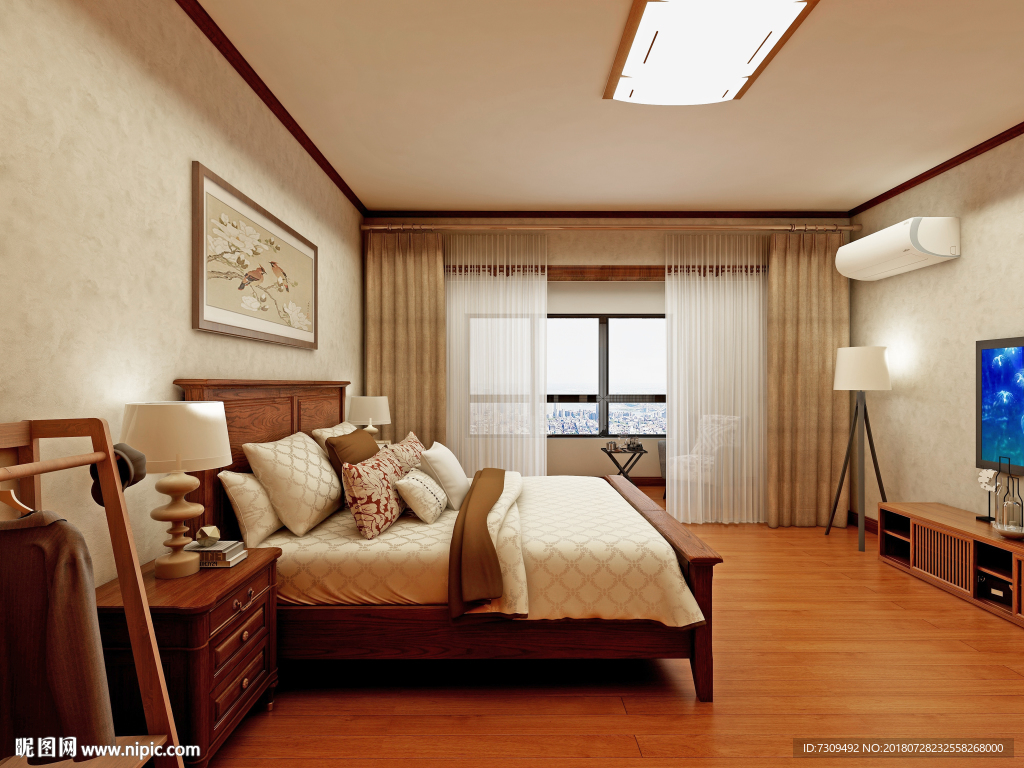 中式古典卧室装修效果图