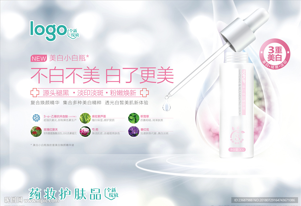 药妆三重美白护肤海报