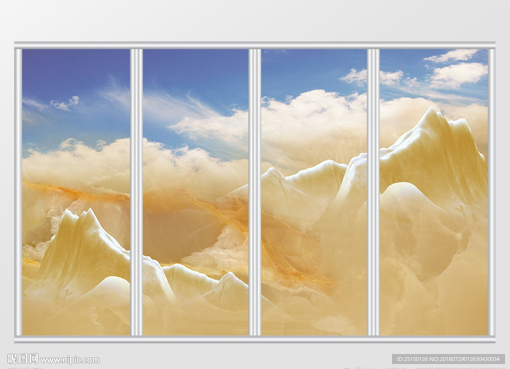 大理石纹山水风景移门