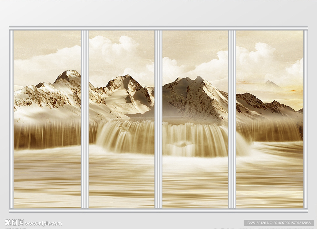 大理石纹山水风景移门