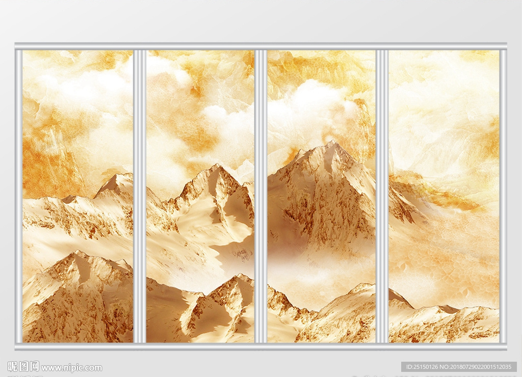 大理石纹山水风景移门