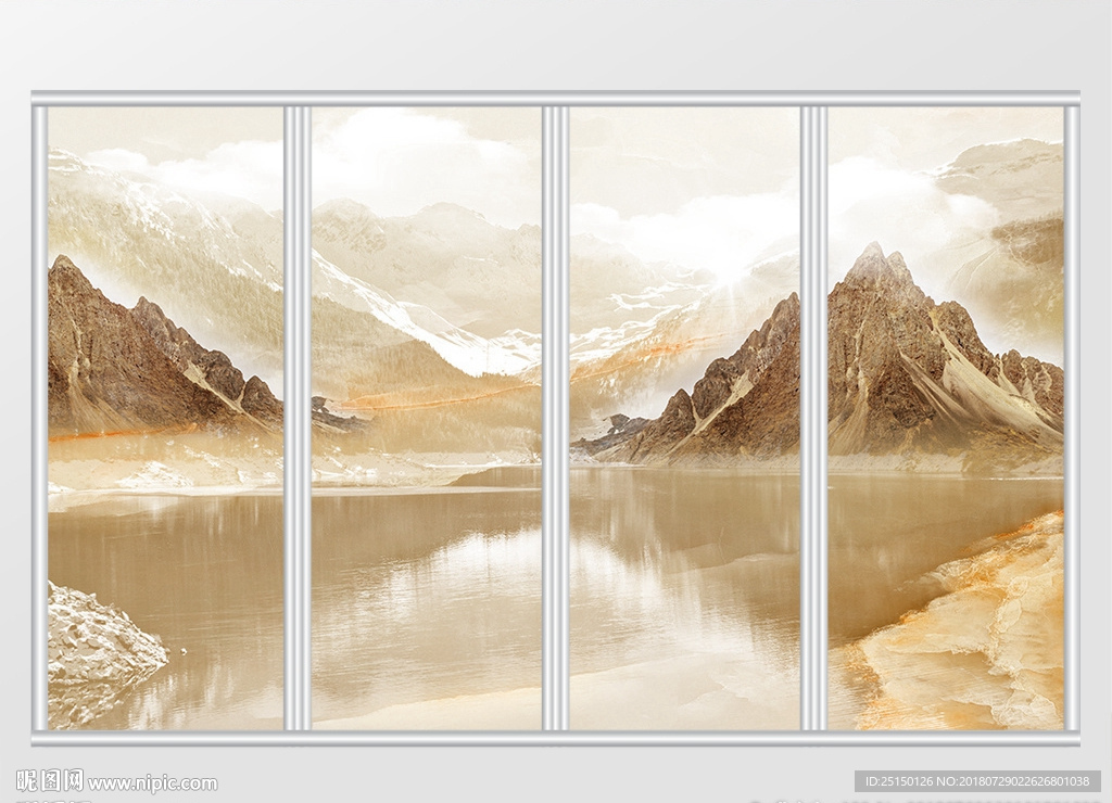 大理石纹山水风景移门