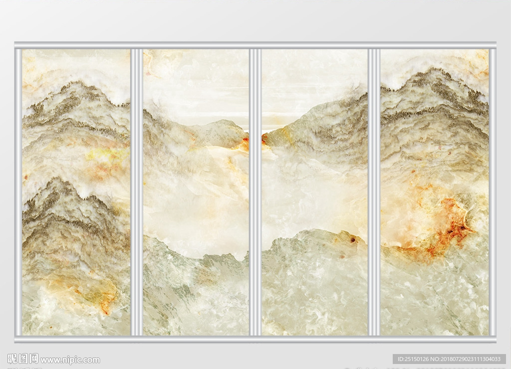 大理石纹山水风景移门