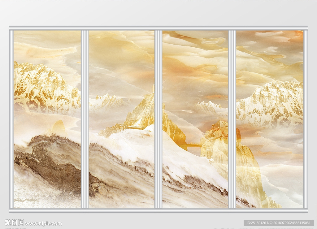 大理石纹山水风景移门