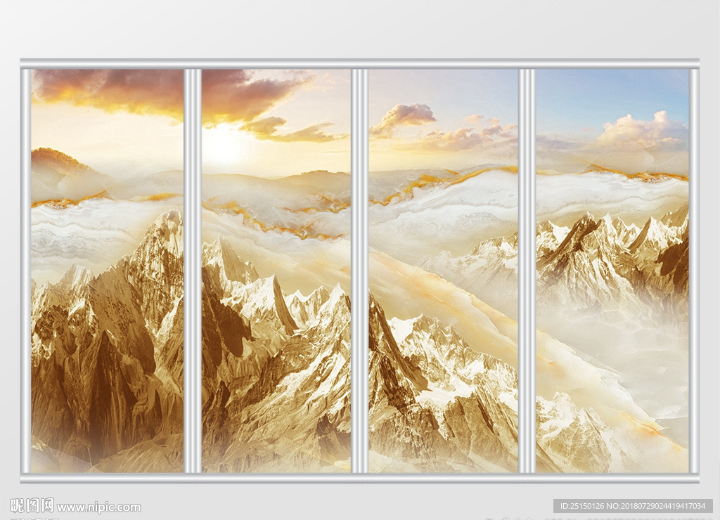 大理石纹山水风景移门