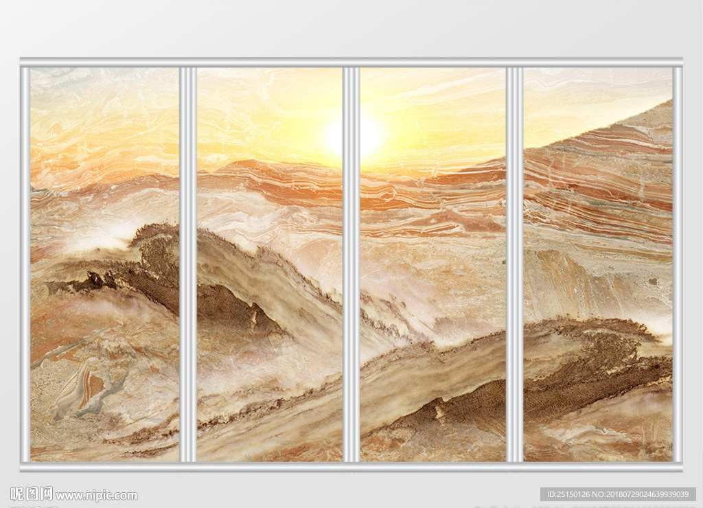 大理石纹山水风景移门