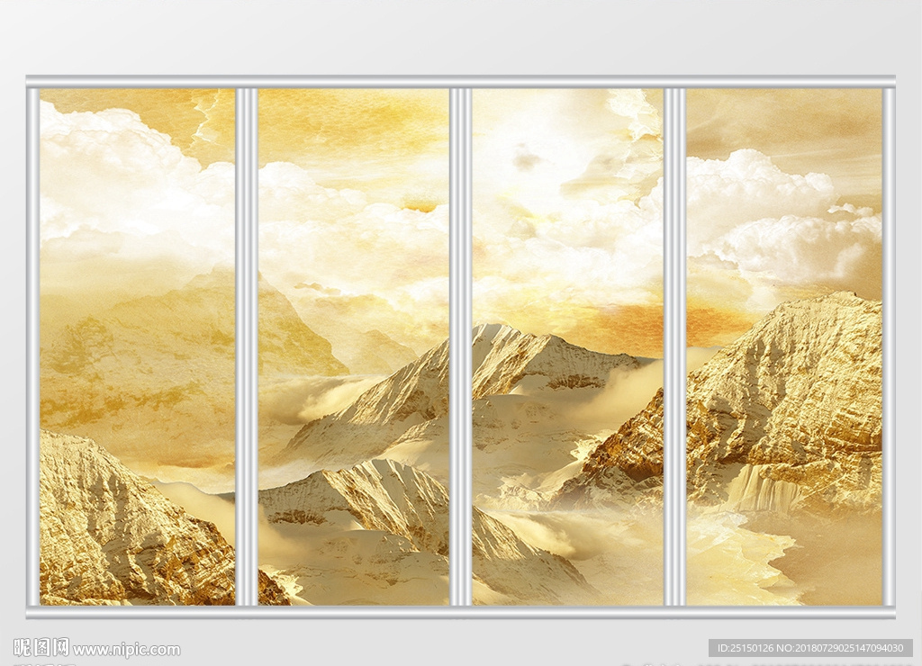 大理石纹山水风景移门