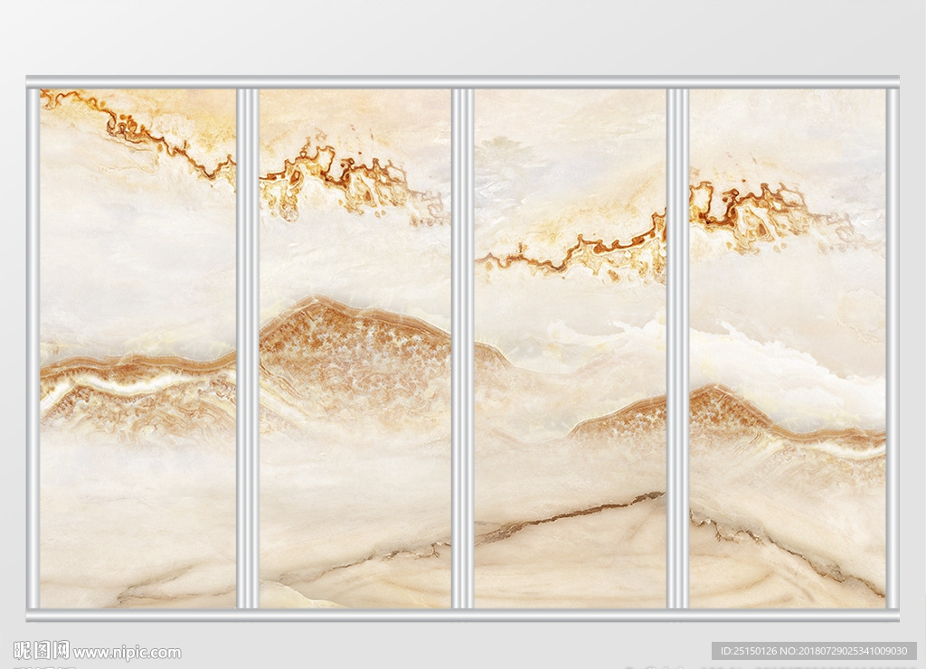 大理石纹山水风景移门