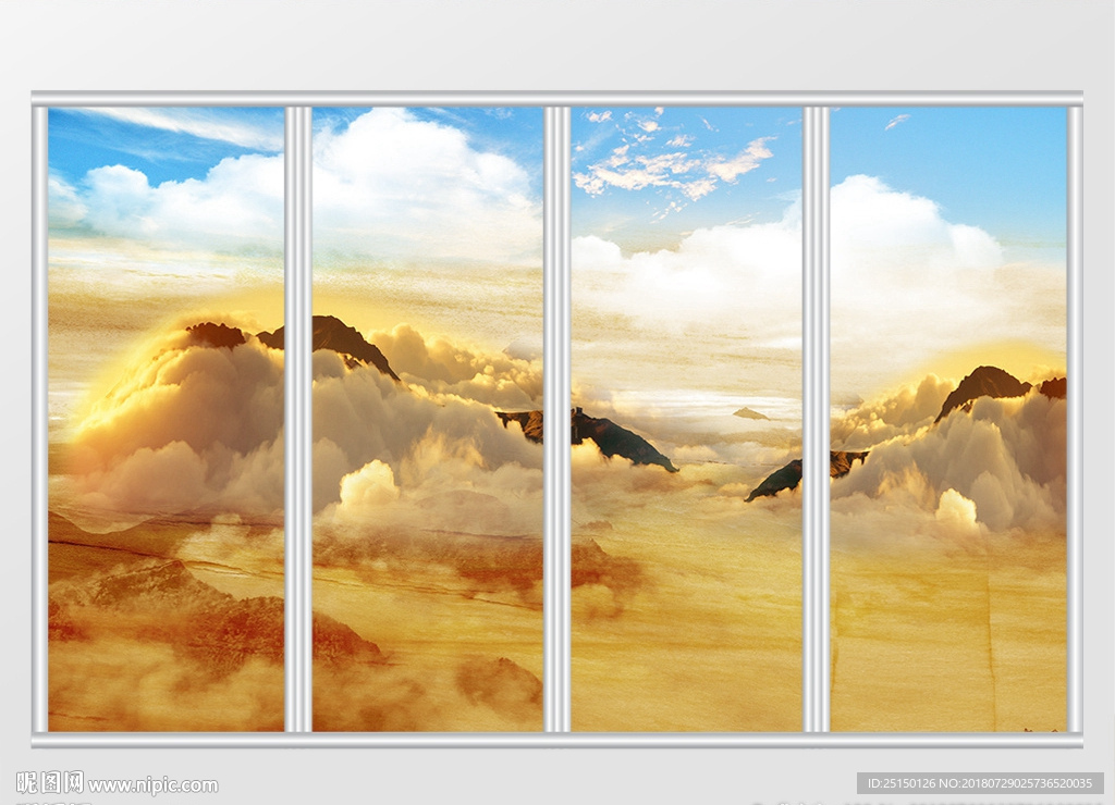 大理石纹山水风景移门