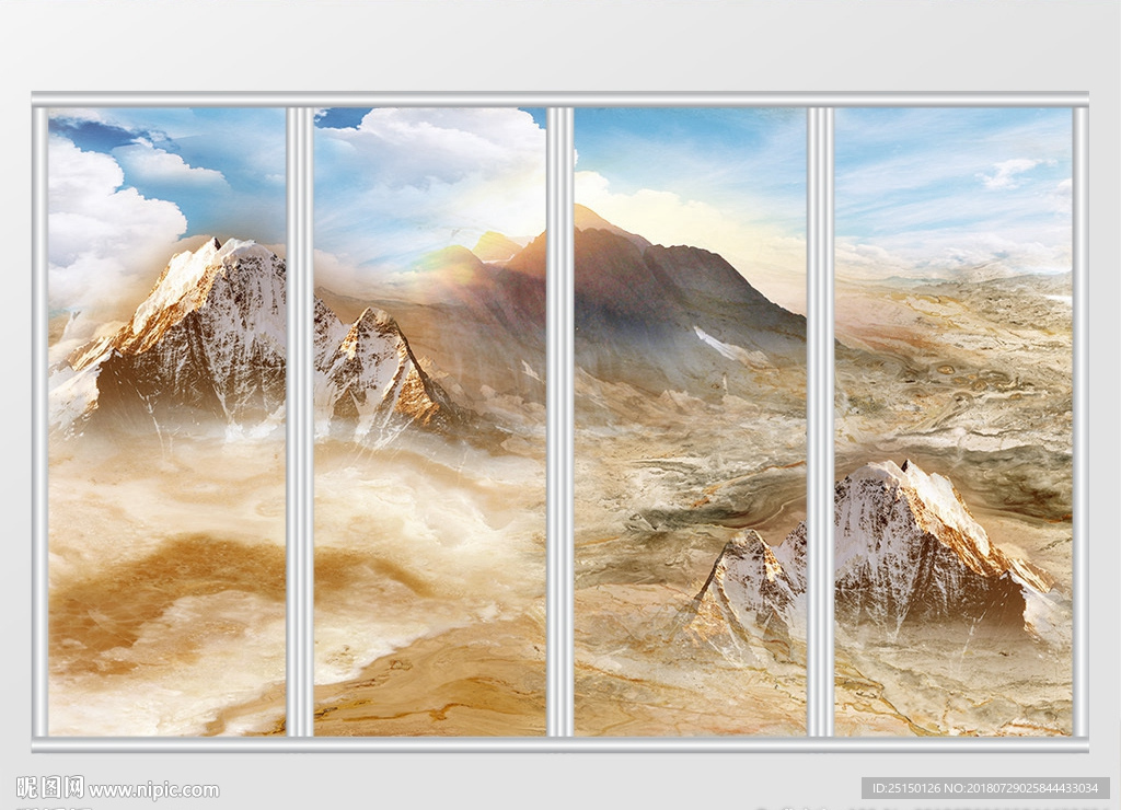 大理石纹山水风景移门