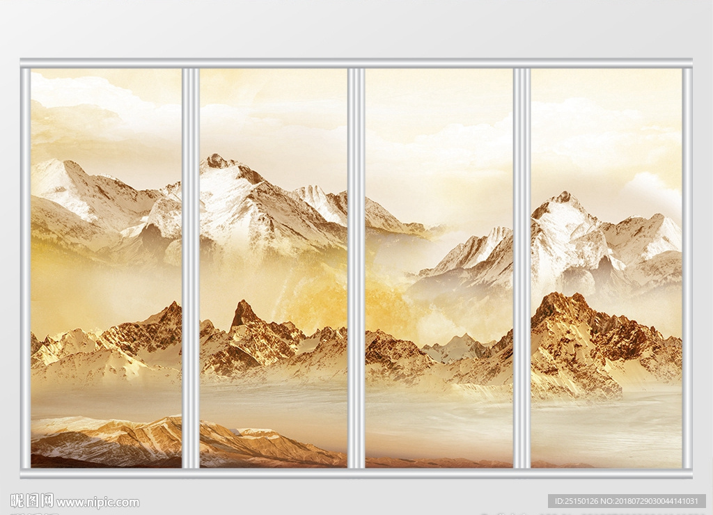 大理石纹山水风景移门