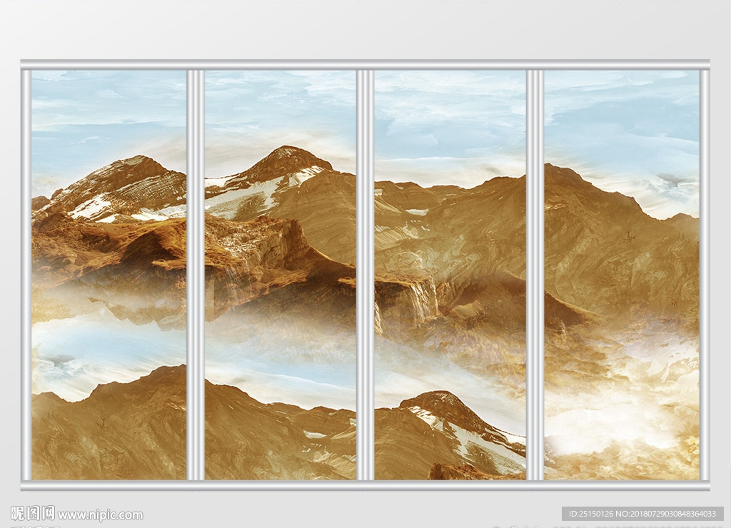 大理石纹山水风景移门